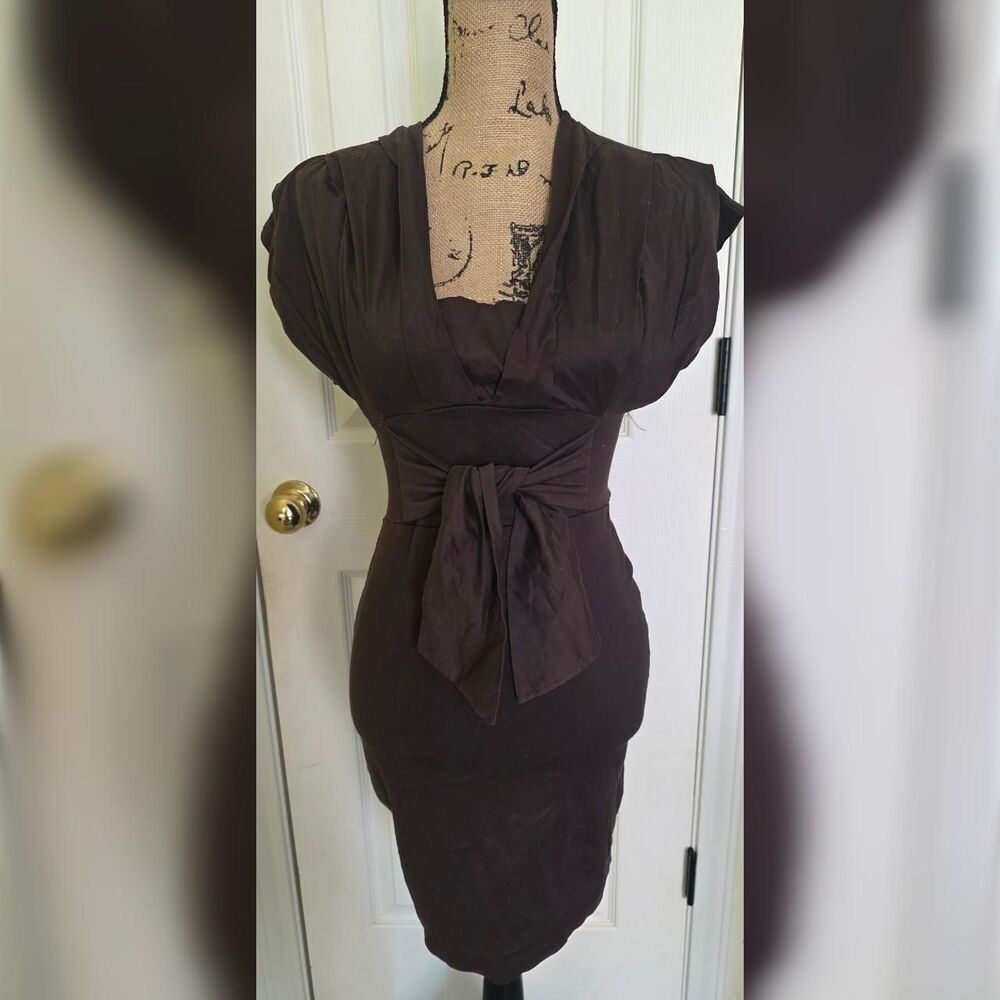 ZARA BASIC Brown Bodycon Midi Dress - Size Small